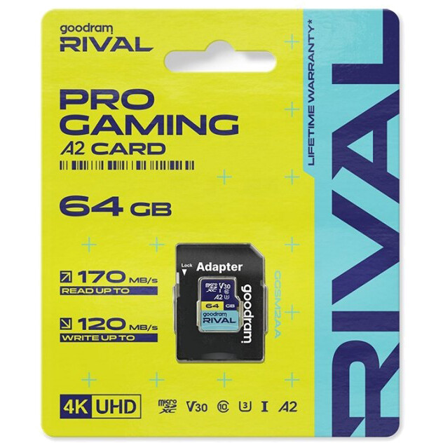 Carte mémoire 64GB MicroSD GOODRAM RIVAL M2AA + SD adapter (GGSM2AA-0640R12) - photo 2