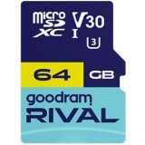 Carte mémoire 64GB MicroSD GOODRAM RIVAL M3AA + SD adapter (GGSM3AA-0640R12)