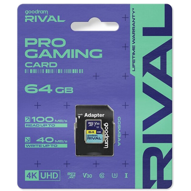 Carte mémoire 64GB MicroSD GOODRAM RIVAL M3AA + SD adapter (GGSM3AA-0640R12) - photo 2