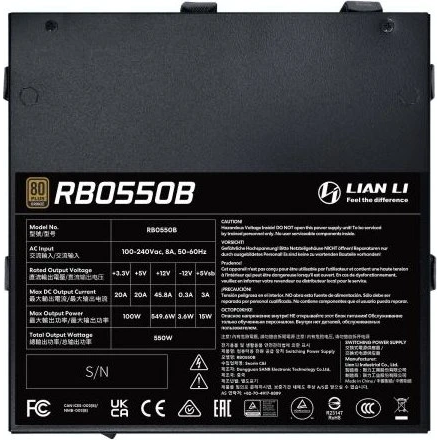 Alimentation électrique 550W Lian Li RB0550B Black - G9P.RB0550B.B000.EU - photo 5