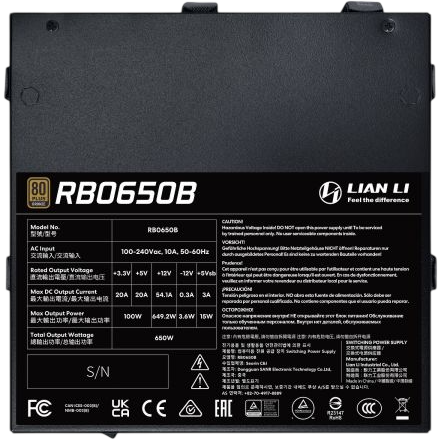 Alimentation électrique 650W Lian Li RB0650B Black - G9P.RB0650B.B000.EU - photo 5