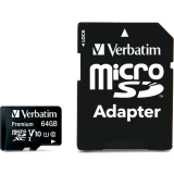 Carte mémoire 64GB MicroSD Verbatim + SD adapter (44084)