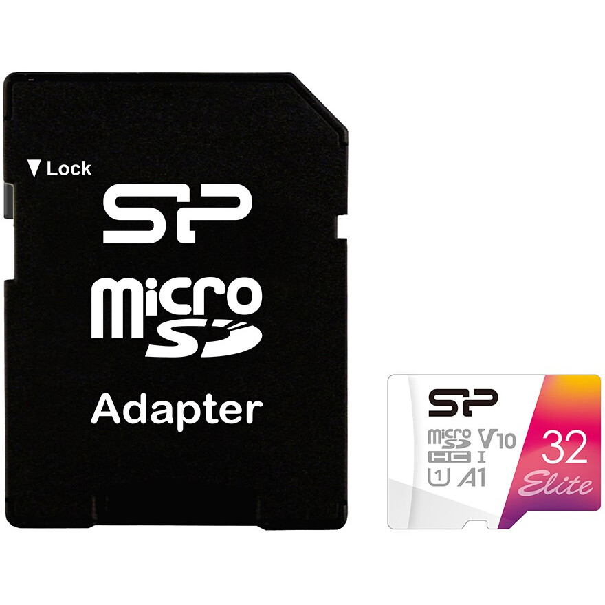 Carte mémoire 32GB MicroSD Silicon Power Elite + SD adapter (SP032GBSTHBV1V20SP)