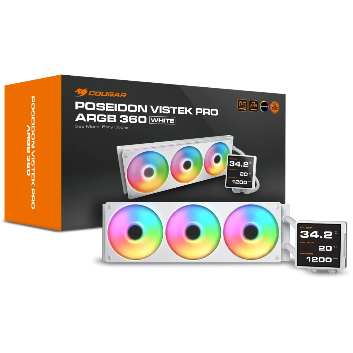 Système de refroidissement liquide Cougar Poseidon Vistek Pro ARGB 360 White - CGR-PSDVPRGB-W-360 - photo 5