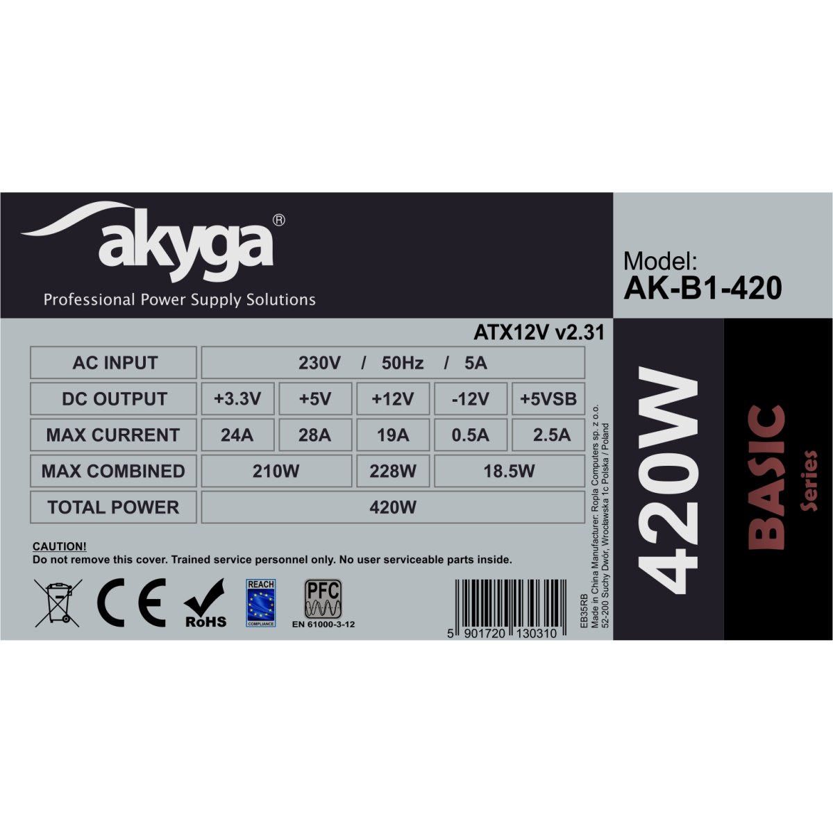Alimentation électrique 420W Akyga Basic AK-B1-420 - photo 4