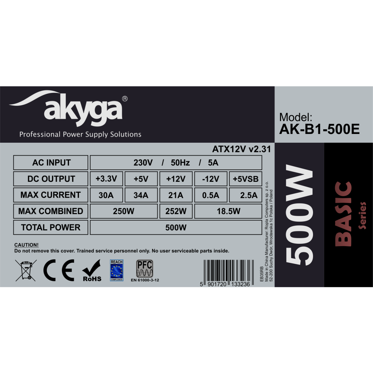 Alimentation électrique 500W Akyga Basic AK-B1-500E - photo 4