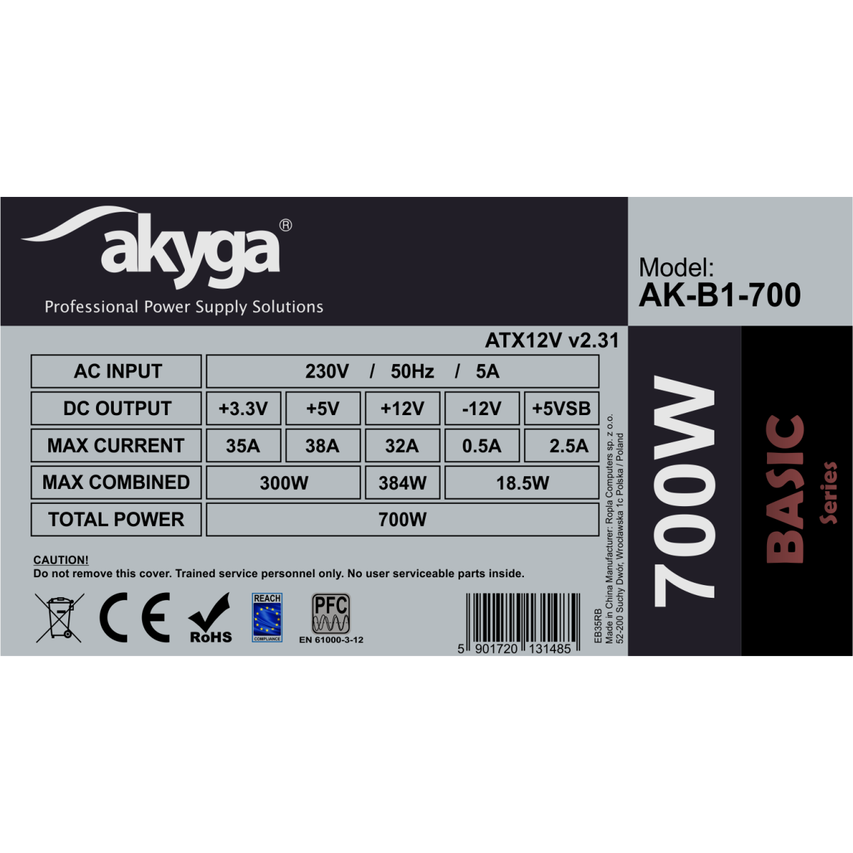 Alimentation électrique 700W Akyga Basic AK-B1-700 - photo 4