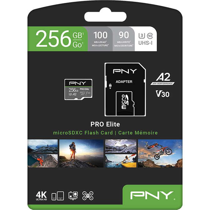 Carte mémoire 256GB MicroSD PNY PRO Elite + SD adapter (P-SDU256V32100PRO-GE) - photo 3