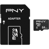 Carte mémoire 64GB MicroSD PNY Performance Plus + SD adapter (P-SDU64G10PPL-GE)