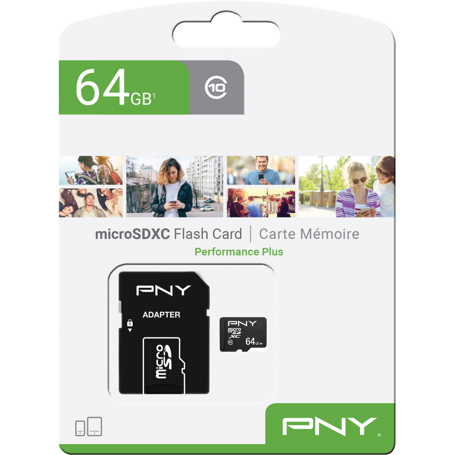 Carte mémoire 64GB MicroSD PNY Performance Plus + SD adapter (P-SDU64G10PPL-GE) - photo 3