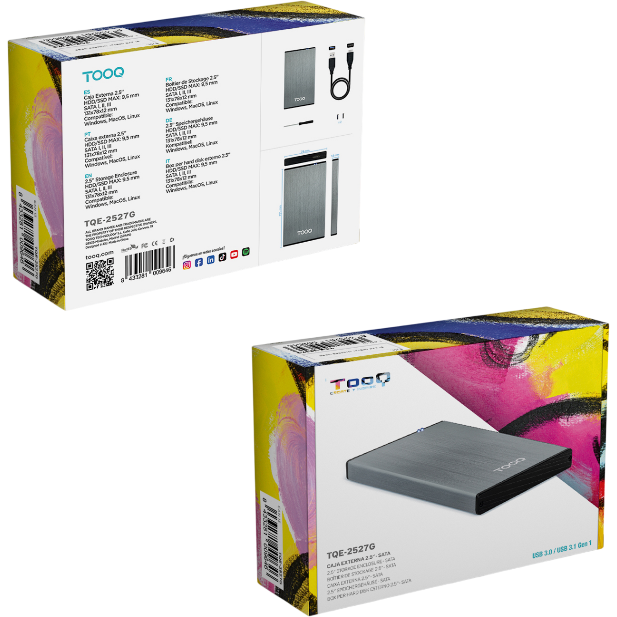 Boîtier externe pour disque dur TooQ TQE-2527G Grey - photo 7