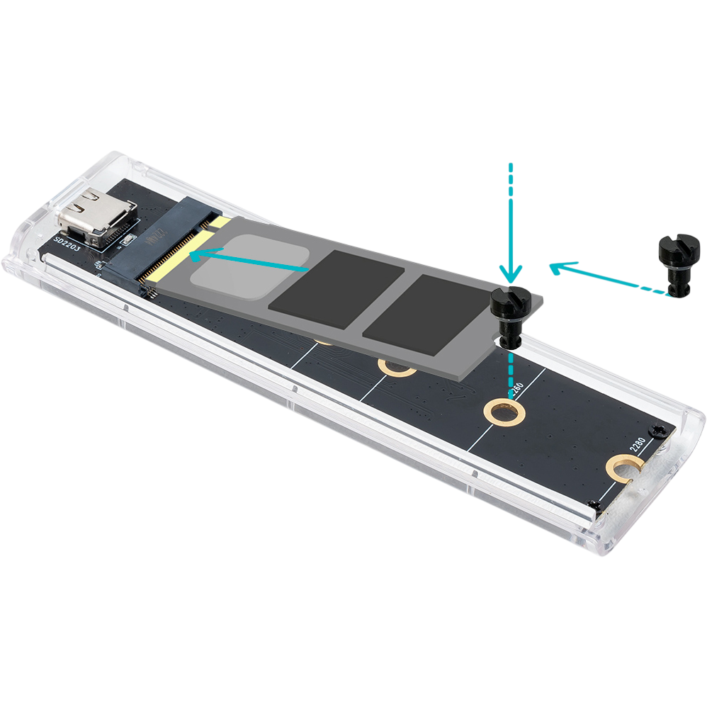 Boîtier externe pour SSD M.2 TooQ TQE-2200 Transparent - photo 3