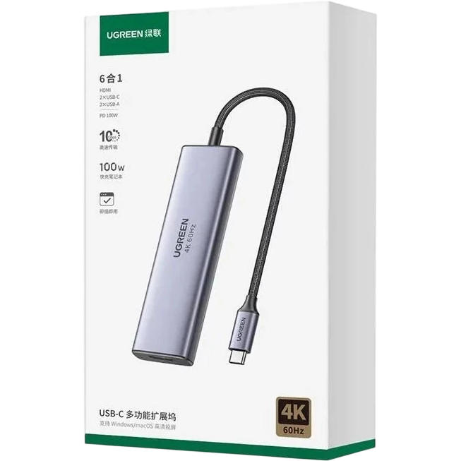 Station daccueil pour ordinateur UGREEN Port Hub 6-in-1 USB-C Grey (CM511) - 35999 - photo 4