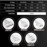 Alimentation électrique 1000W Mars Gaming MPB1000SIM