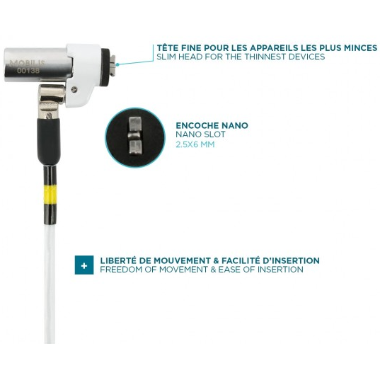 Cadenas pour ordinateur portable Mobilis Nano Slim Rotating security Lock Key (001328) - photo 2