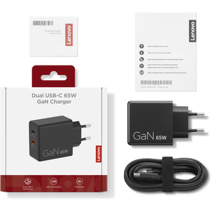 Laptop Power Supply Lenovo Dual USB-C 65W GaN Charger - G0A6065BEU - photo 7