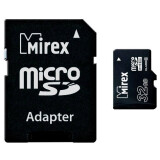 Atmiņas kartes 32Gb MicroSD Mirex + SD adapter (13613-AD10SD32)