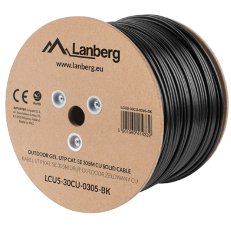 Couronne de câble Lanberg LCU5-30CU-0305-BK, 305m