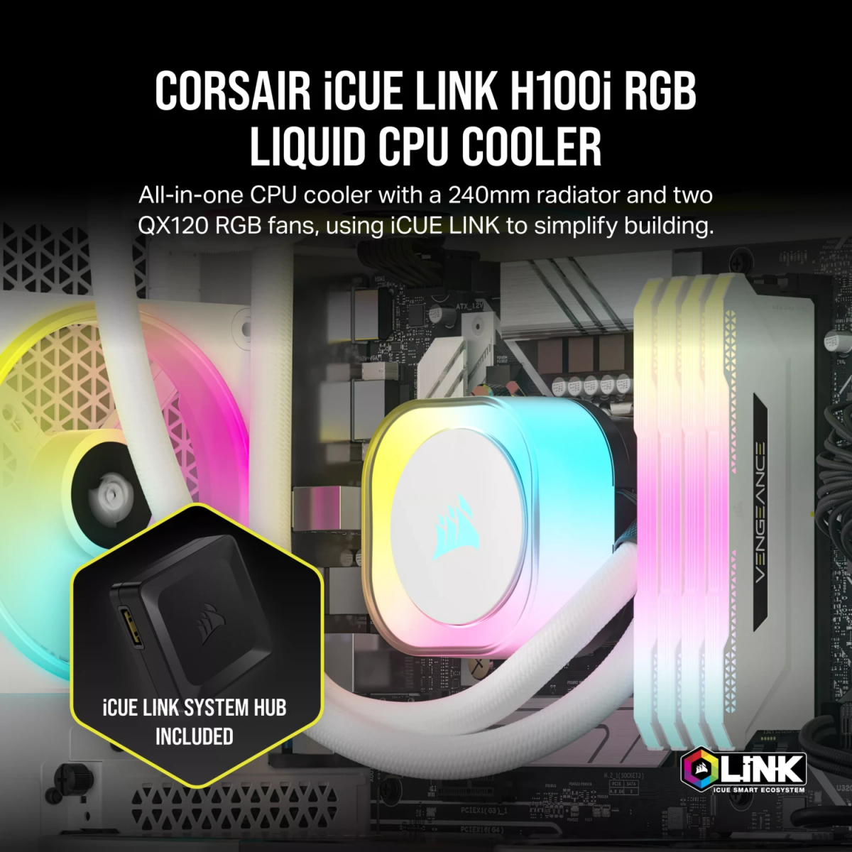 Liquid cooling system Corsair iCUE LINK H100i RGB White (CW-9061005-WW) - photo 11