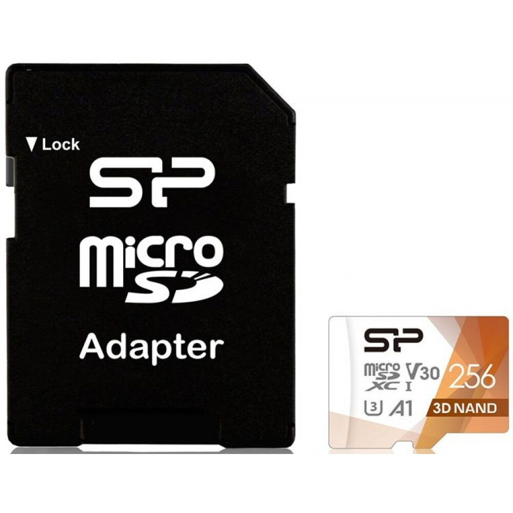 Memory Card 256GB MicroSD Silicon Power Superior Pro + SD adapter (SP256GBSTXDU3V20AB)