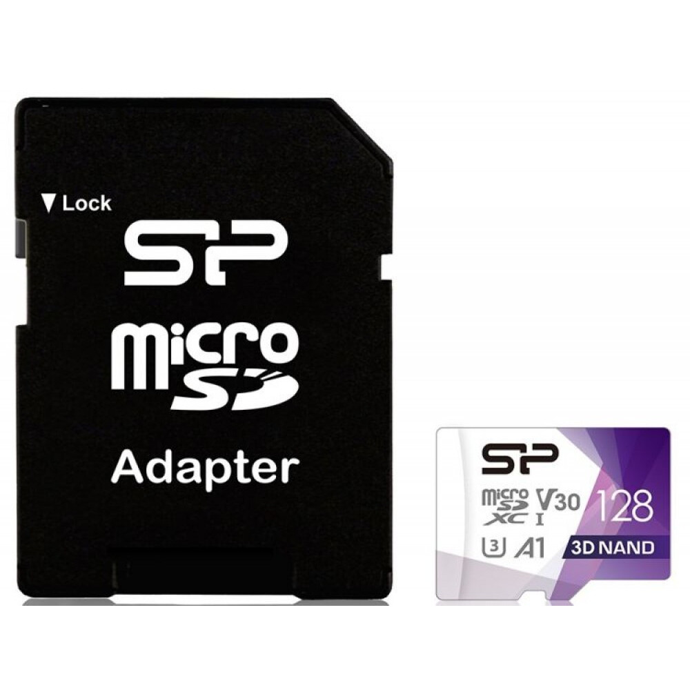 Memory Card 128GB MicroSD Silicon Power Superior Pro + SD adapter (SP128GBSTXDU3V20AB)