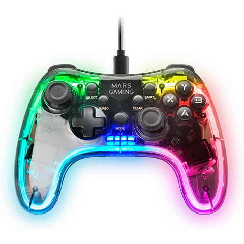 Gamepad Mars Gaming MGP-C RGB Transparent - MGPC