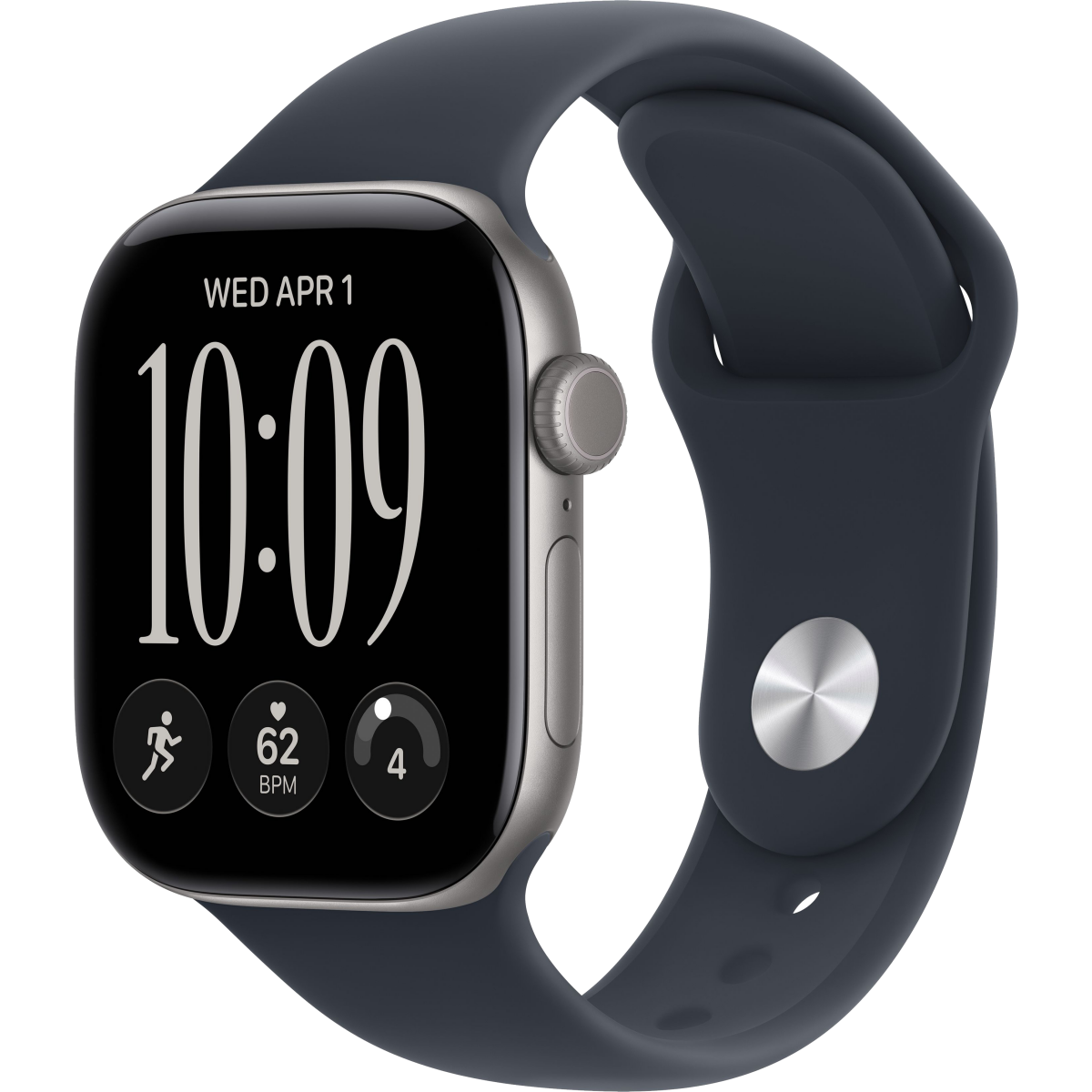 Montres connectées Apple Watch Series 12 42mm Space Gray Aluminium Case with Navy Blue Sport Band S/M (MJE74ZR/A)