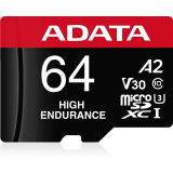 Carte mémoire 64GB MicroSD ADATA High Endurance + SD adapter (AUSDX64GUI3V30SHA2-RA1)