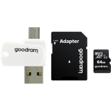 Carte mémoire 64GB MicroSD GOODRAM M1A4 All in One + SD adapter (M1A4-0640R12)