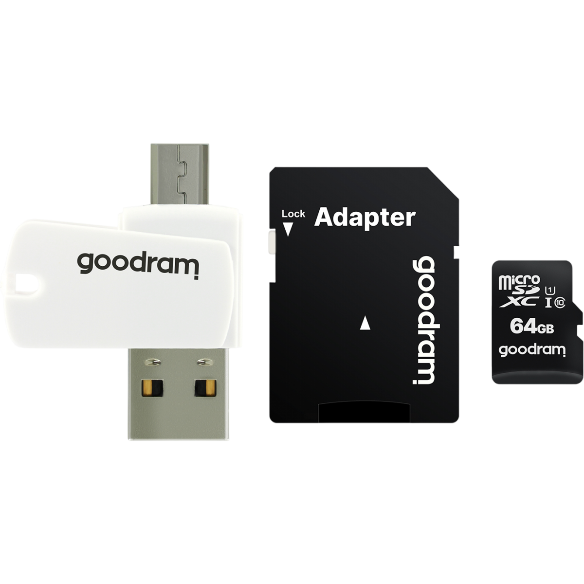 Carte mémoire 64GB MicroSD GOODRAM M1A4 All in One + SD adapter (M1A4-0640R12)