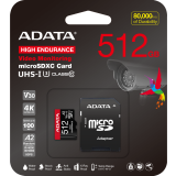 Carte mémoire 512GB MicroSD ADATA High Endurance + SD adapter (AUSDX512GUI3V30SHA2-RA1)