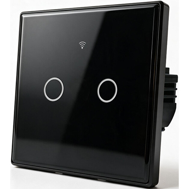 Interrupteur intelligent Qoltec Smart Touch 2-Gang Light Switch Black - 52712 - photo 2