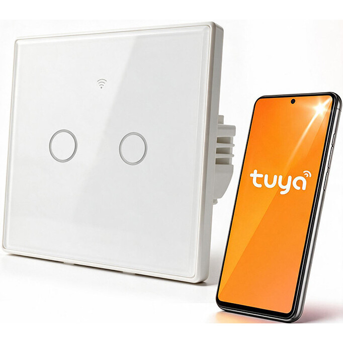 Interrupteur intelligent Qoltec Smart Touch 2-Gang Light Switch White - 52716