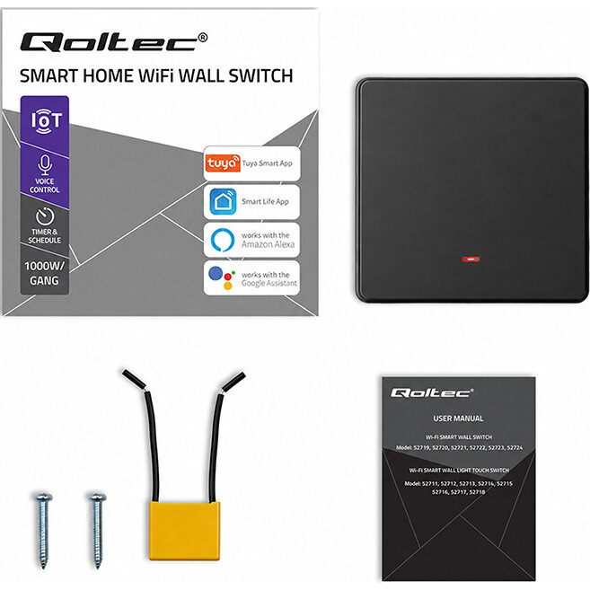 Interrupteur intelligent Qoltec Smart 1-Gang Light Switch Black - 52722 - photo 3