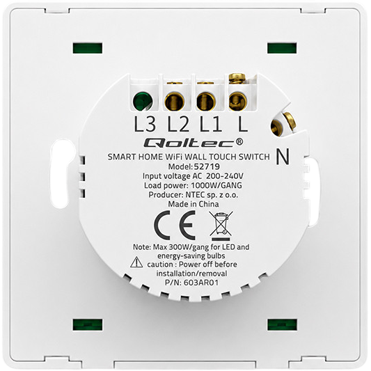 Interrupteur intelligent Qoltec Smart 1-Gang Light Switch White - 52719 - photo 3