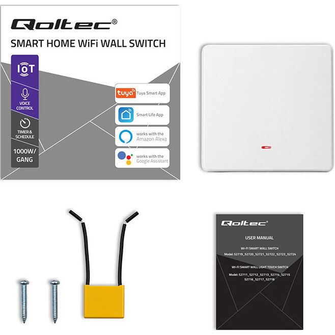 Interrupteur intelligent Qoltec Smart 1-Gang Light Switch White - 52719 - photo 4