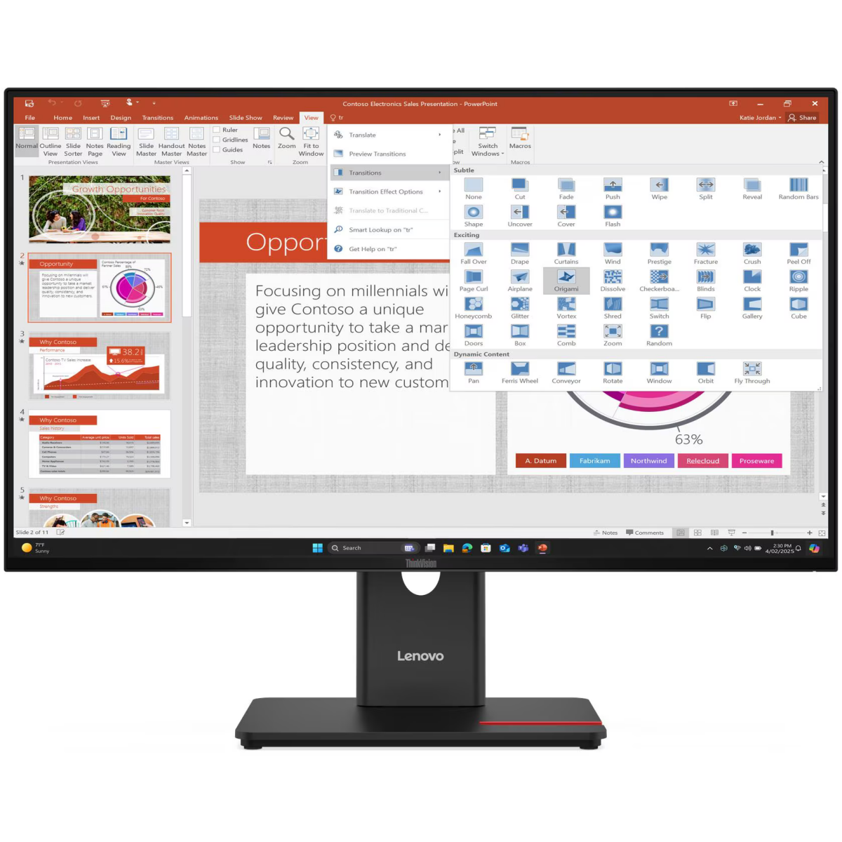 Écran Lenovo 27" ThinkVision T27-40 (64B5KAT1EU) - 64A5MAT6EU