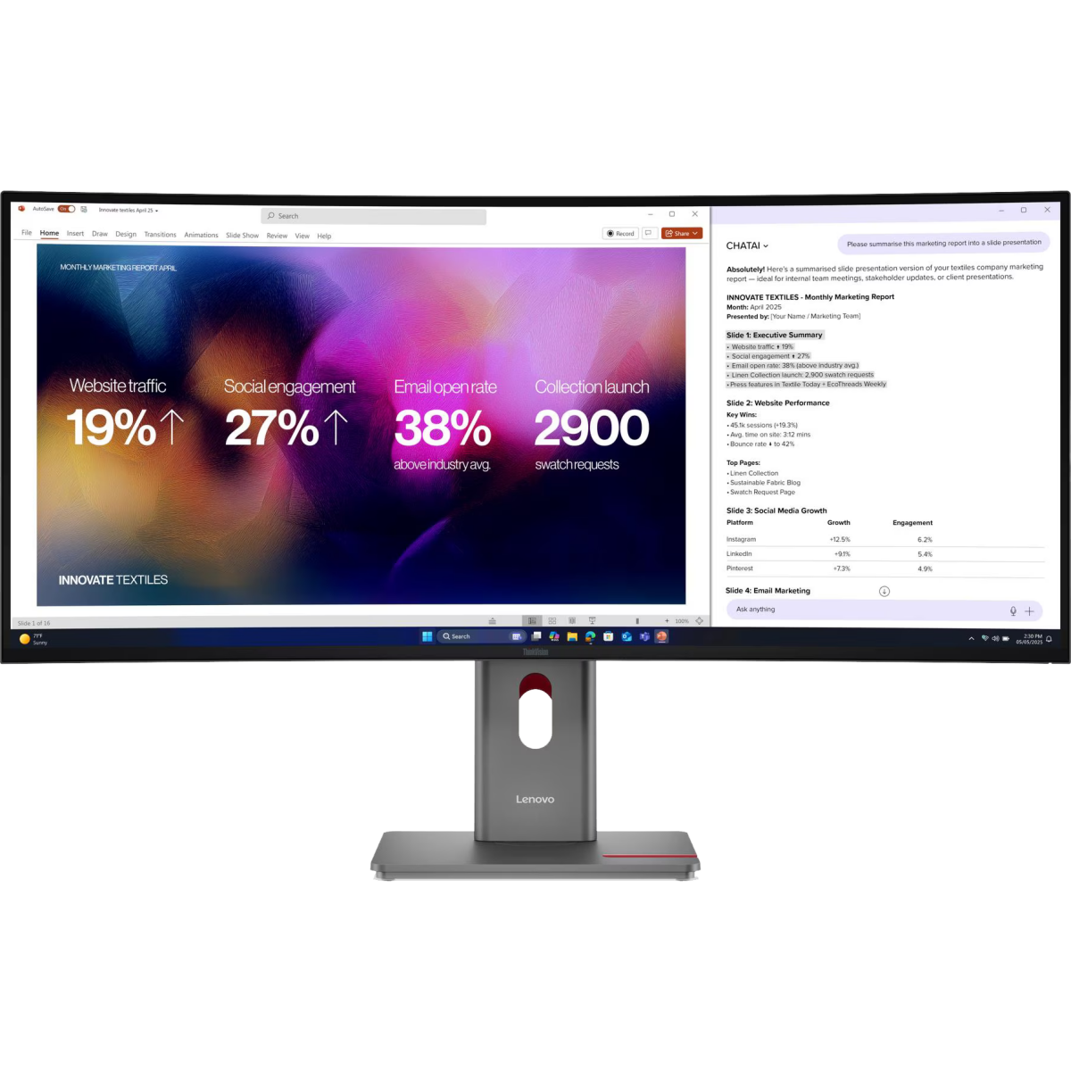 Écran Lenovo 40" ThinkVision P40WD-40 (64B4XAT1EU)