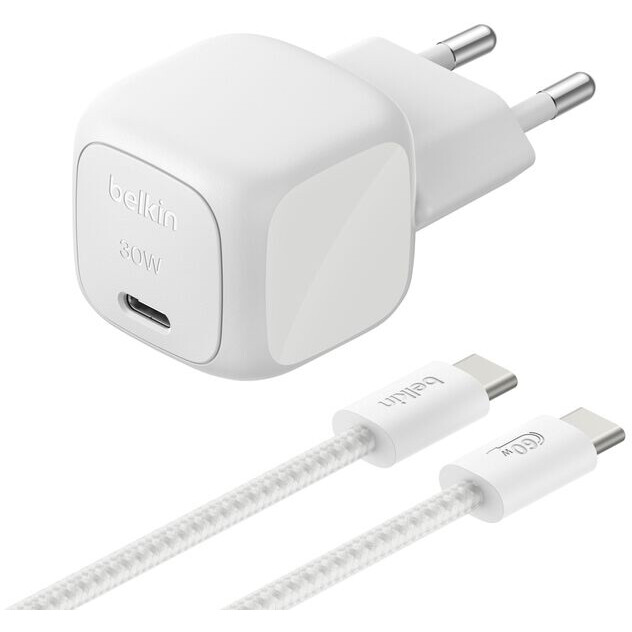Chargeur secteur Belkin BoostCharge Compact 30W Grey + Type-C Cable - WCA008KQ2MSL-B6