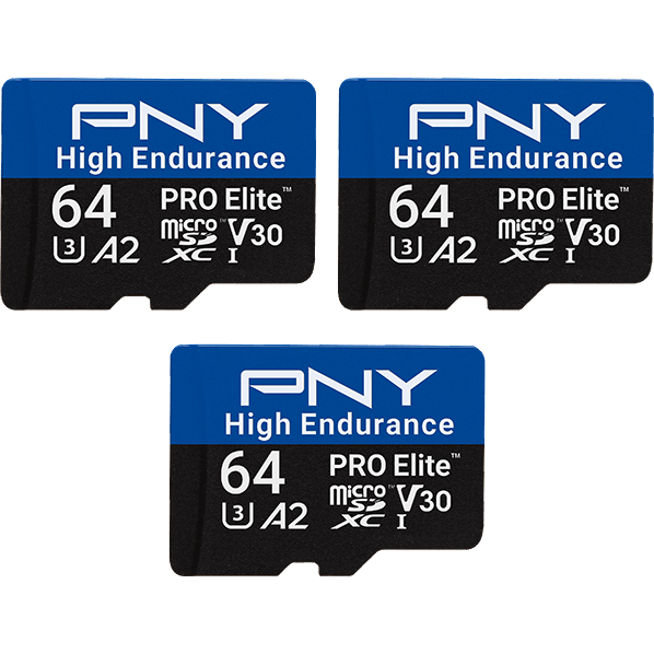 Carte mémoire 64GB MicroSD PNY PRO Elite High Endurance + SD adapter (P-SDU64GX3V32100PHE-GE) (3 pcs)