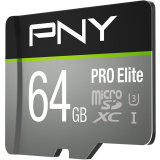 Carte mémoire 64GB MicroSD PNY PRO Elite + SD adapter (P-SDU64GV31100PRO-GE)