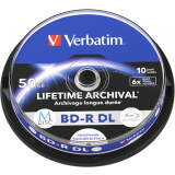 Disque BD-R Verbatim 50GB 6x Cake Box Printable (10 pcs) (43847)