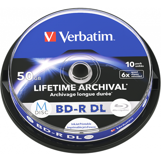 Disque BD-R Verbatim 50GB 6x Cake Box Printable (10 pcs) (43847)