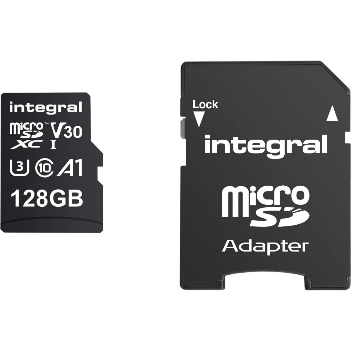 Carte mémoire 128GB MicroSD Integral + SD adapter (INMSDX128G-100V30)
