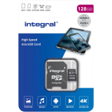 Carte mémoire 128GB MicroSD Integral + SD adapter (INMSDX128G-100V30)