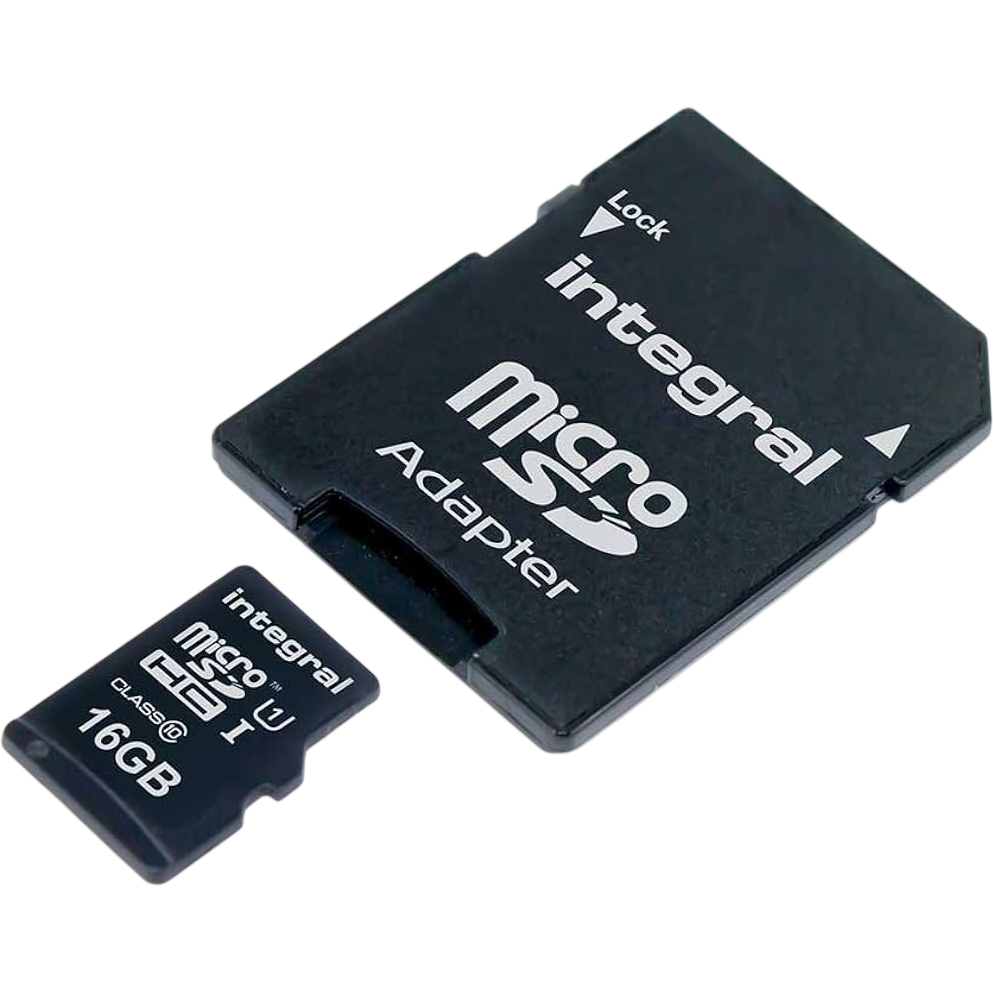 Carte mémoire 16GB MicroSD Integral + SD adapter (INMSDH16G10-90U1)