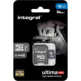 Carte mémoire 16GB MicroSD Integral + SD adapter (INMSDH16G10-90U1)