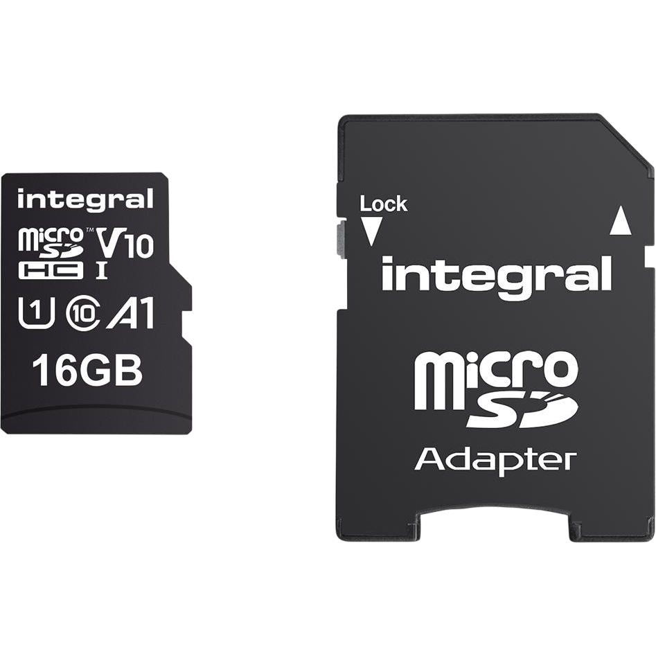 Carte mémoire 16GB MicroSD Integral + SD adapter (INMSDH16G-100V10)
