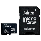 Atmiņas kartes 8Gb MicroSD Mirex + SD adapter (13613-ADTMSD08)