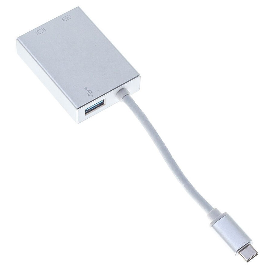 Pārejas savienojums USB Type-C - miniDisplayPort (F)/USB Type-C (F)/USB 3.0 A (F), 0.1m, Buro 488059 - foto 2